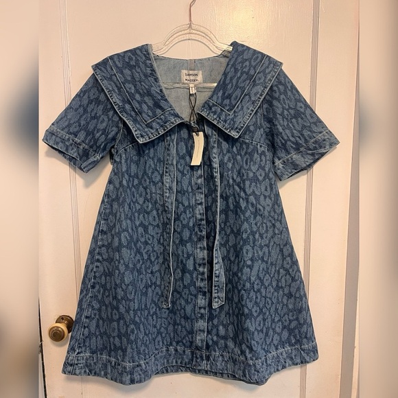 Damson Madder. Goldie Dress Denim Leopard Laser NEW W/TAG Sold out Size 4 - Picture 2 of 7